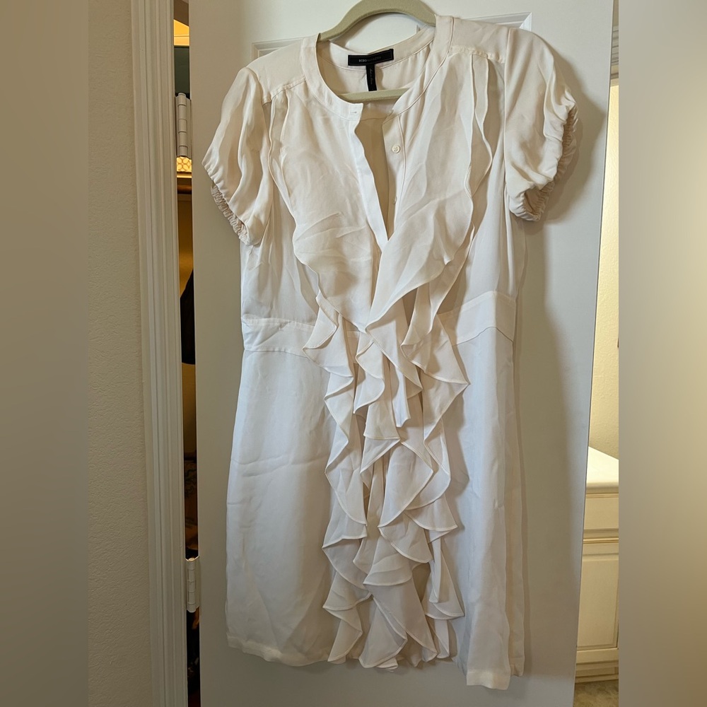 BCBG Maxazria Elegant Cream Ruffle Dress